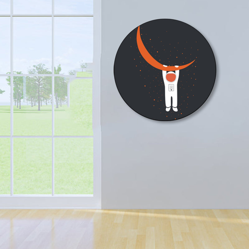 Avelena | Astronaut und Mond Wandkunst Dekor Wohnzimmer Universum Leinwanddruck In Pastellfarbe