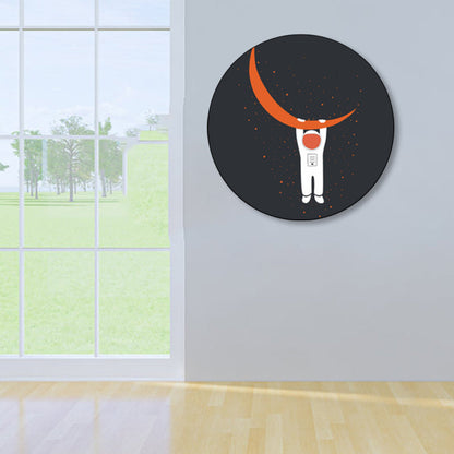 Avelena | Astronaut und Mond Wandkunst Dekor Wohnzimmer Universum Leinwanddruck In Pastellfarbe