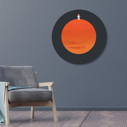 Avelena | Astronaut und Mond Wandkunst Dekor Wohnzimmer Universum Leinwanddruck In Pastellfarbe