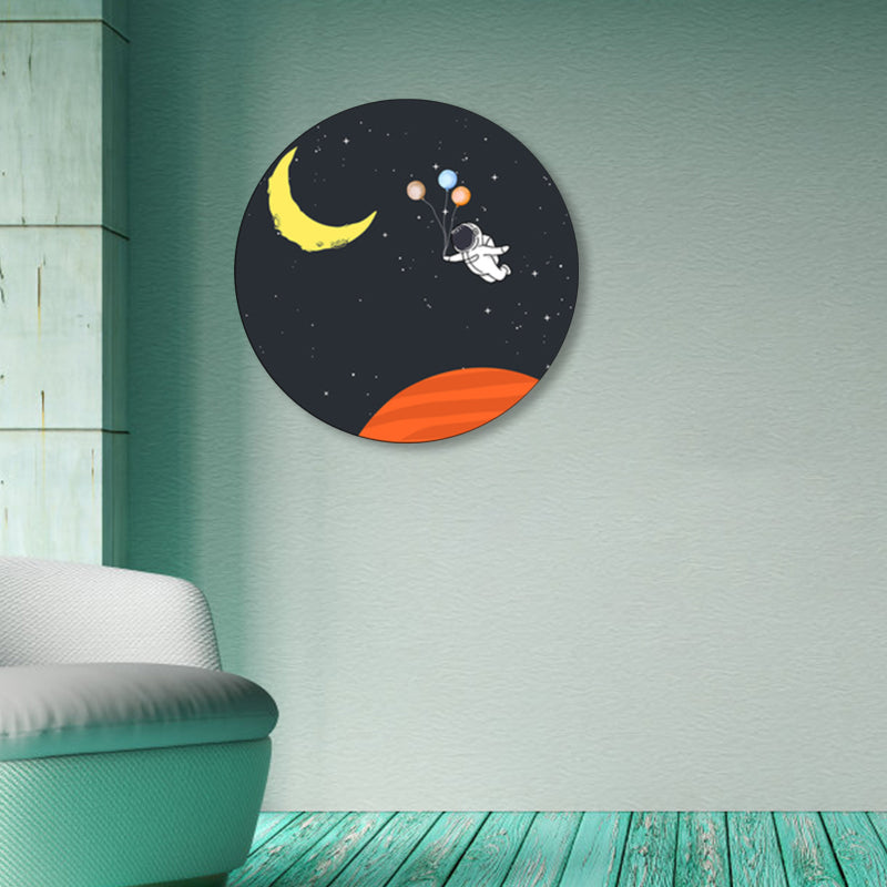 Avelena | Astronaut und Mond Wandkunst Dekor Wohnzimmer Universum Leinwanddruck In Pastellfarbe