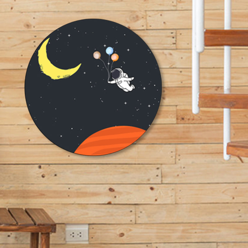 Avelena | Astronaut und Mond Wandkunst Dekor Wohnzimmer Universum Leinwanddruck In Pastellfarbe