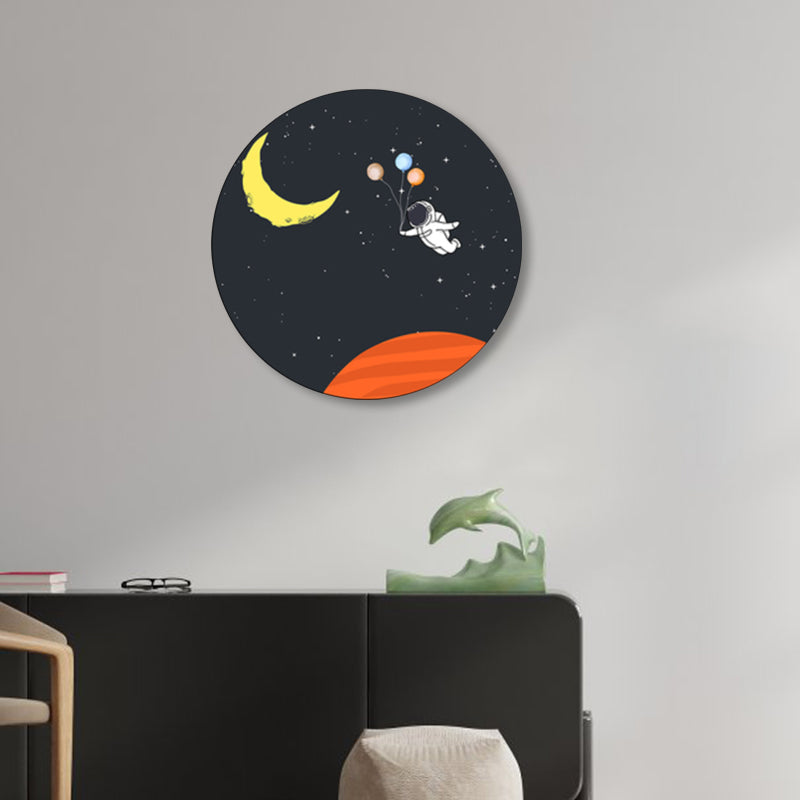 Avelena | Astronaut und Mond Wandkunst Dekor Wohnzimmer Universum Leinwanddruck In Pastellfarbe
