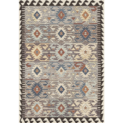 Avelena | Grau Tribal Rhombus Muster Teppich Polypropylen Bohemian Teppich Waschbar Rutschfeste Rückseite Teppich für Wohnzimmer