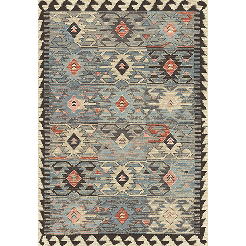 Avelena | Grau Tribal Rhombus Muster Teppich Polypropylen Bohemian Teppich Waschbar Rutschfeste Rückseite Teppich für Wohnzimmer