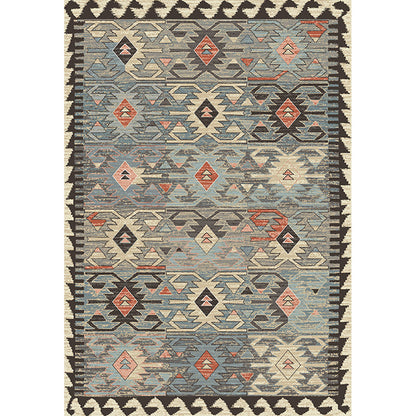 Avelena | Grau Tribal Rhombus Muster Teppich Polypropylen Bohemian Teppich Waschbar Rutschfeste Rückseite Teppich für Wohnzimmer
