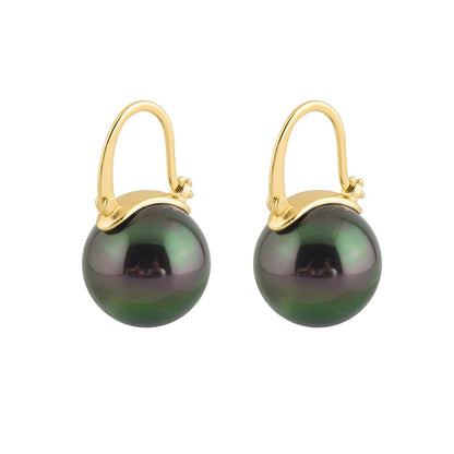 Avelena | Black pearl earrings Available in white champagne gray gold and black pearl dangling earrings