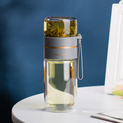 Avelena | Doppelwandige Glasflasche Mit Teesieb Und Infuser