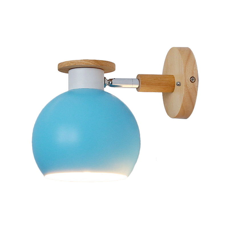 Avelena | Drehbare Metallkugel-Wandleuchte Kindergarten 1 Licht Macaron Wandlampe