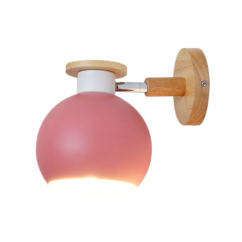 Avelena | Drehbare Metallkugel-Wandleuchte Kindergarten 1 Licht Macaron Wandlampe