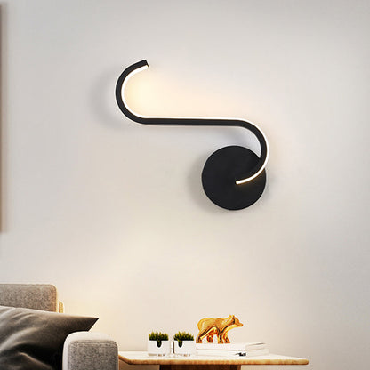 Avelena | Parallelstab/Gedreht/Bogenförmige Led-Wandlampe Minimalistisches Metall Schwarz Wandmontierte Lampe In Warm/Weiß Licht für Hotel