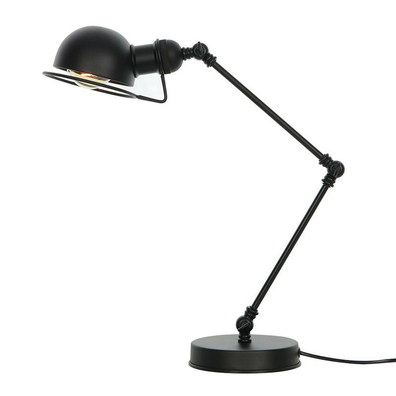 Avelena | Antike Schwenkarmlampe Nachttischlampe Einfache Metalltischlampe mit Uhren-Schirm und Drahtgitter In Messing/Schwarz