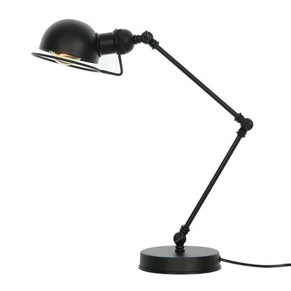 Avelena | Antike Schwenkarmlampe Nachttischlampe Einfache Metalltischlampe mit Uhren-Schirm und Drahtgitter In Messing/Schwarz
