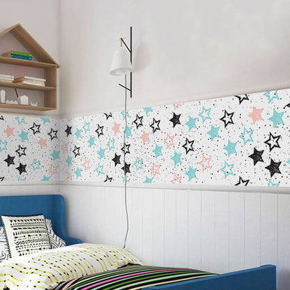 Avelena | Pvc Blaue Tapetenpaneele Kinderstern- und Punktdruck Selbstklebende Wanddekoration, 4' L X 20,5" B