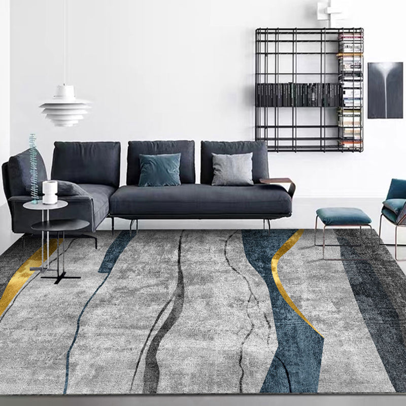 Avelena | Steampunk Wohnzimmer Teppich Dunkle Farbe Linien Kunst Abstrakt Teppich Polyester Anti-Rutsch Rücken Teppich für Wohnzimmer