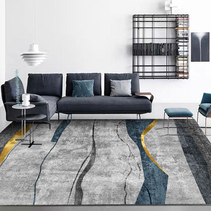 Avelena | Steampunk Wohnzimmer Teppich Dunkle Farbe Linien Kunst Abstrakt Teppich Polyester Anti-Rutsch Rücken Teppich für Wohnzimmer