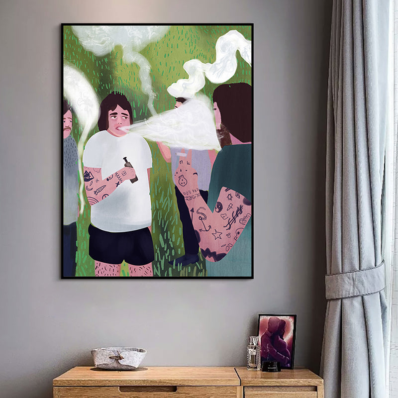 Avelena | Illustration Bad Boys Wandkunst Weiß Leinwanddruck Wanddekoration für Schlafzimmer, Texturiert