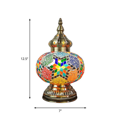 Avelena | Dekoratives Oval Nachttischlicht 1 Glühbirne Handgefertigte Glas Nachttischlampe In Weiß/Gelb/Blau