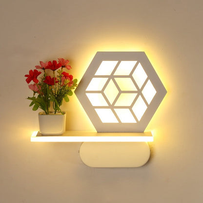 Avelena | Zeitgenössische Weiße Wandleuchte mit Regal Acryl Wandleuchte für Büro Lernzimmer