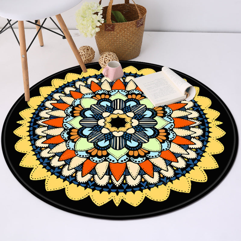 Avelena | Gelb und Schwarz Americana Teppich Polyester Southwestern Teppich Rutschfeste Unterlage Teppich für Schlafzimmer