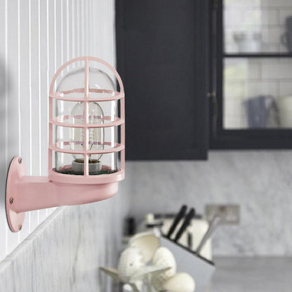 Avelena | Loft Capsule Wandlampe Leuchte Einzelne Transparente Glas Wandleuchte mit Drahtgeflecht In Pink/Blau/Rost