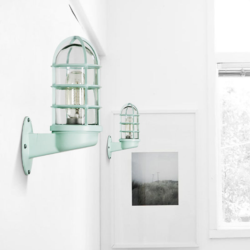 Avelena | Loft Capsule Wandlampe Leuchte Einzelne Transparente Glas Wandleuchte mit Drahtgeflecht In Pink/Blau/Rost