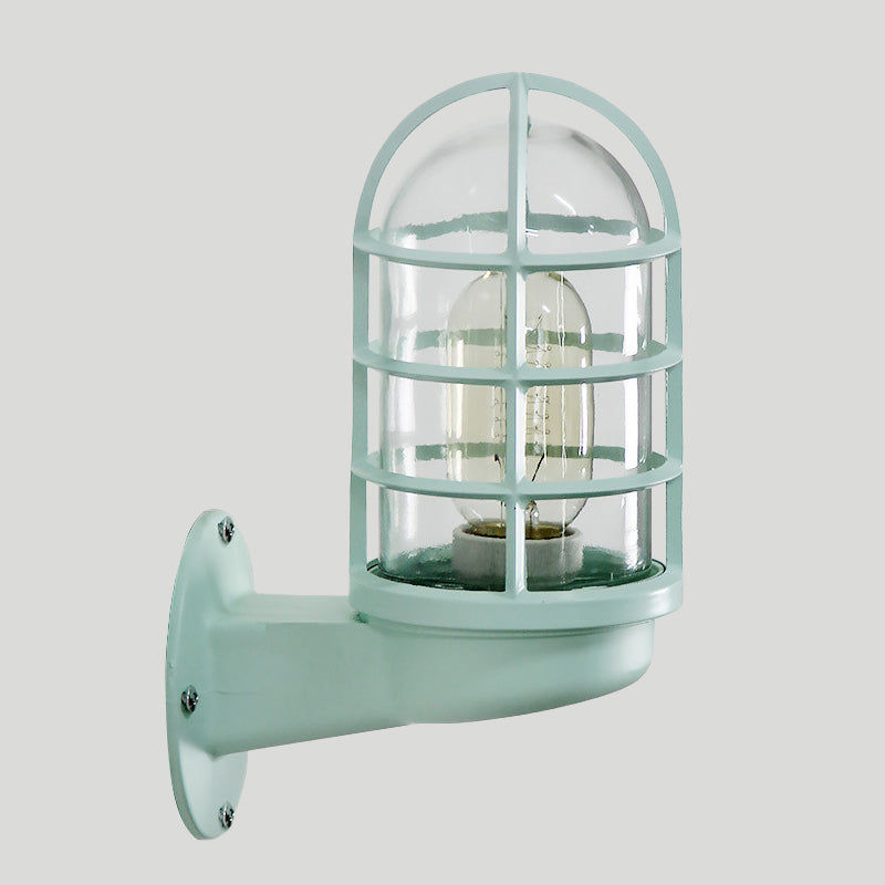Avelena | Loft Capsule Wandlampe Leuchte Einzelne Transparente Glas Wandleuchte mit Drahtgeflecht In Pink/Blau/Rost