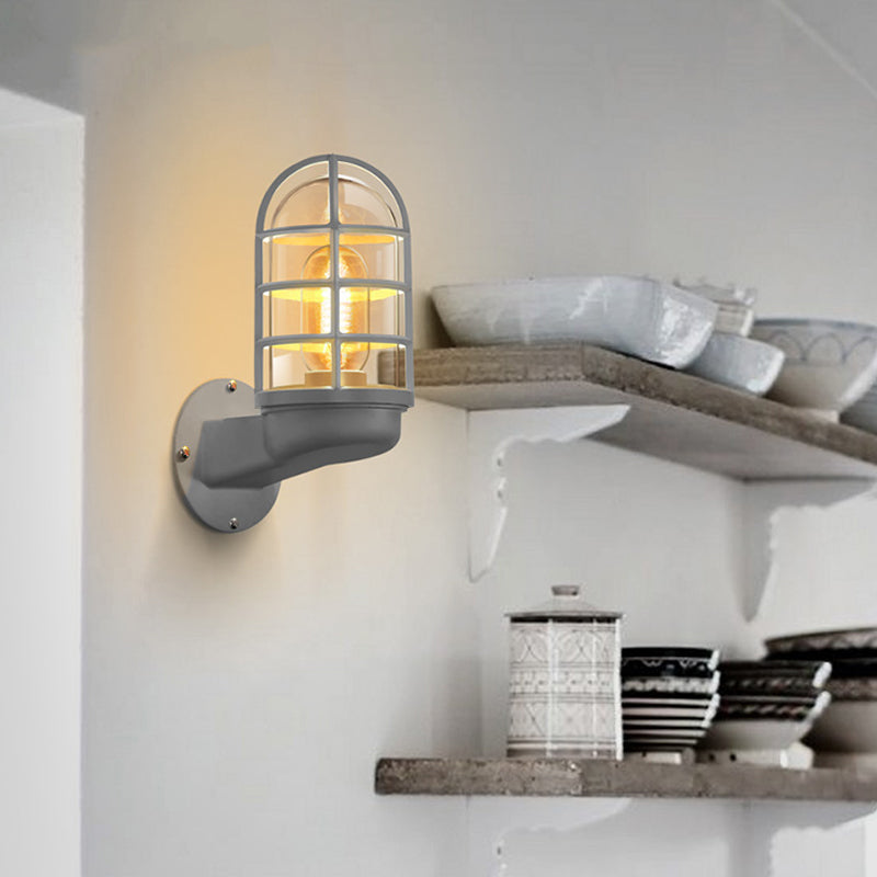 Avelena | Loft Capsule Wandlampe Leuchte Einzelne Transparente Glas Wandleuchte mit Drahtgeflecht In Pink/Blau/Rost