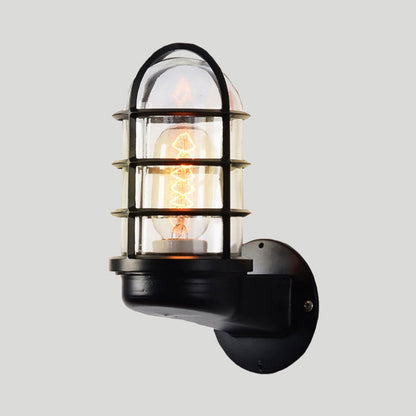 Avelena | Loft Capsule Wandlampe Leuchte Einzelne Transparente Glas Wandleuchte mit Drahtgeflecht In Pink/Blau/Rost