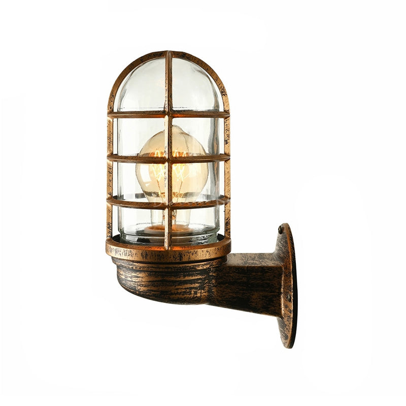 Avelena | Loft Capsule Wandlampe Leuchte Einzelne Transparente Glas Wandleuchte mit Drahtgeflecht In Pink/Blau/Rost