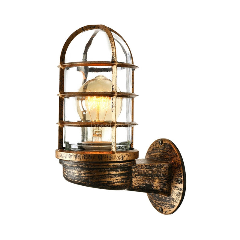 Avelena | Loft Capsule Wandlampe Leuchte Einzelne Transparente Glas Wandleuchte mit Drahtgeflecht In Pink/Blau/Rost