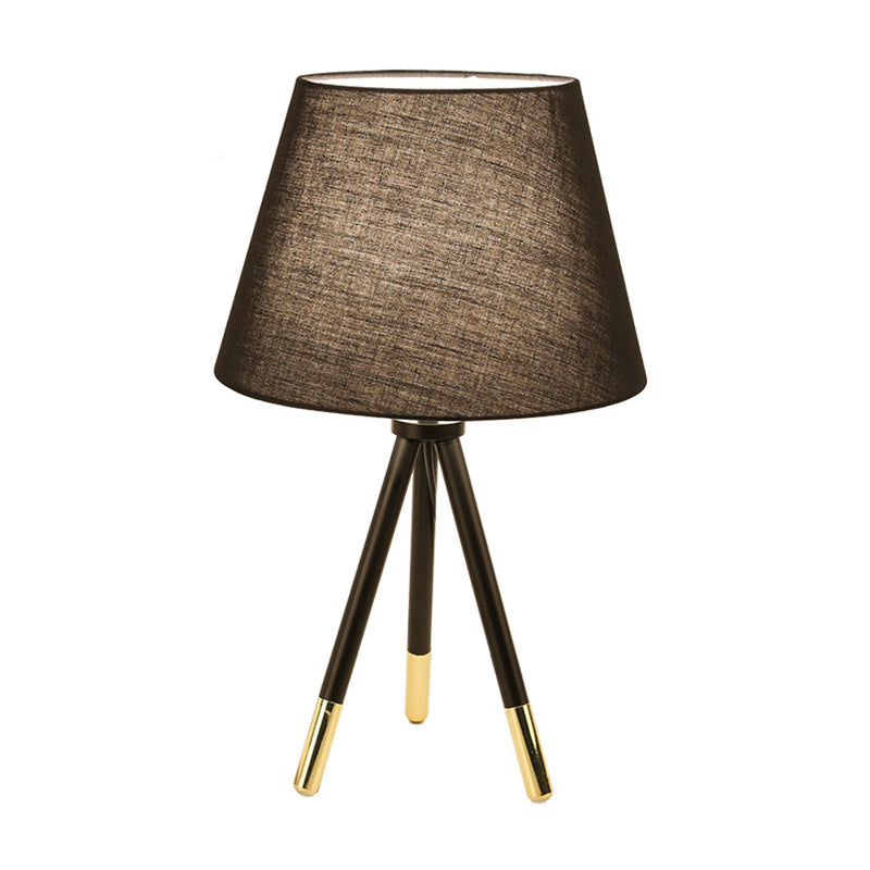 Avelena | Empire Shade Tripod Nachtlampe Nordischer Stil Stoff Einfach Schwarz/Weiß Tisch Stativ Licht