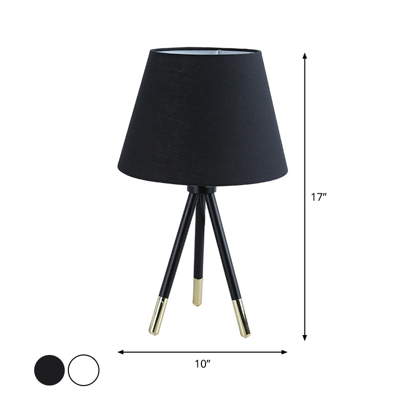 Avelena | Empire Shade Tripod Nachtlampe Nordischer Stil Stoff Einfach Schwarz/Weiß Tisch Stativ Licht