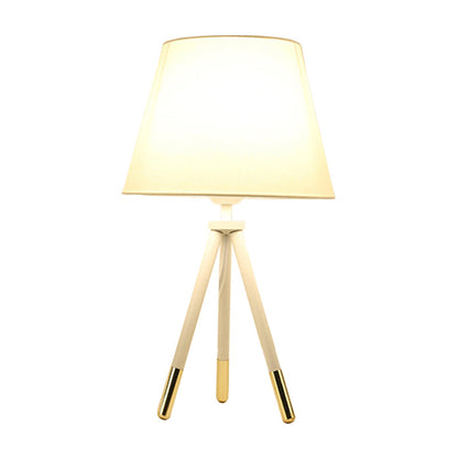 Avelena | Empire Shade Tripod Nachtlampe Nordischer Stil Stoff Einfach Schwarz/Weiß Tisch Stativ Licht