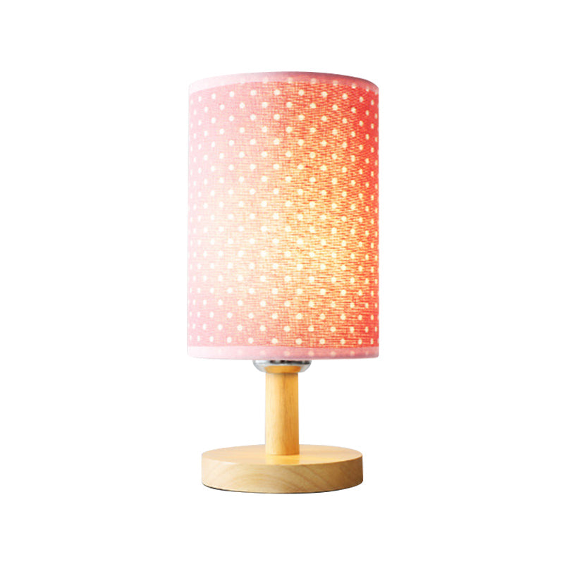 Avelena | Mädchen Zylinder Schreibtischlampe Stoff und Holz 1 Licht Rosa Leselampe für Mädchen Schlafzimmer