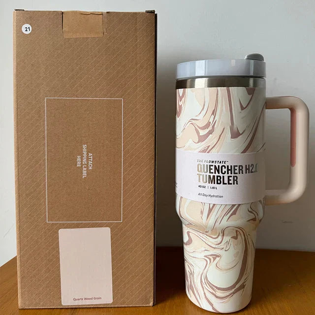 Avelena | Vakuumisolierte Tasse mit Deckel und Strohhalm Thermotumbler