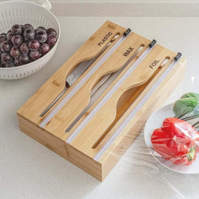 Avelena | Luna Kunststoff Folien Cutter Minimalist Wandmontierter Folien Cutter Holz Küchenutensilien