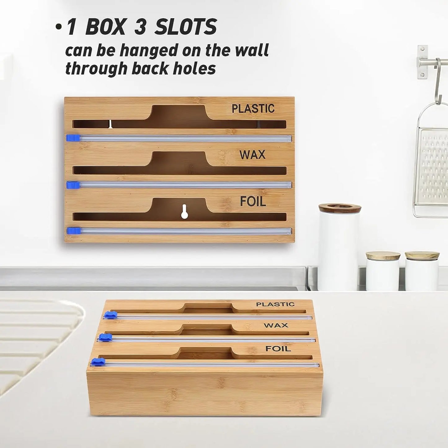 Avelena | Luna Kunststoff Folien Cutter Minimalist Wandmontierter Folien Cutter Holz Küchenutensilien