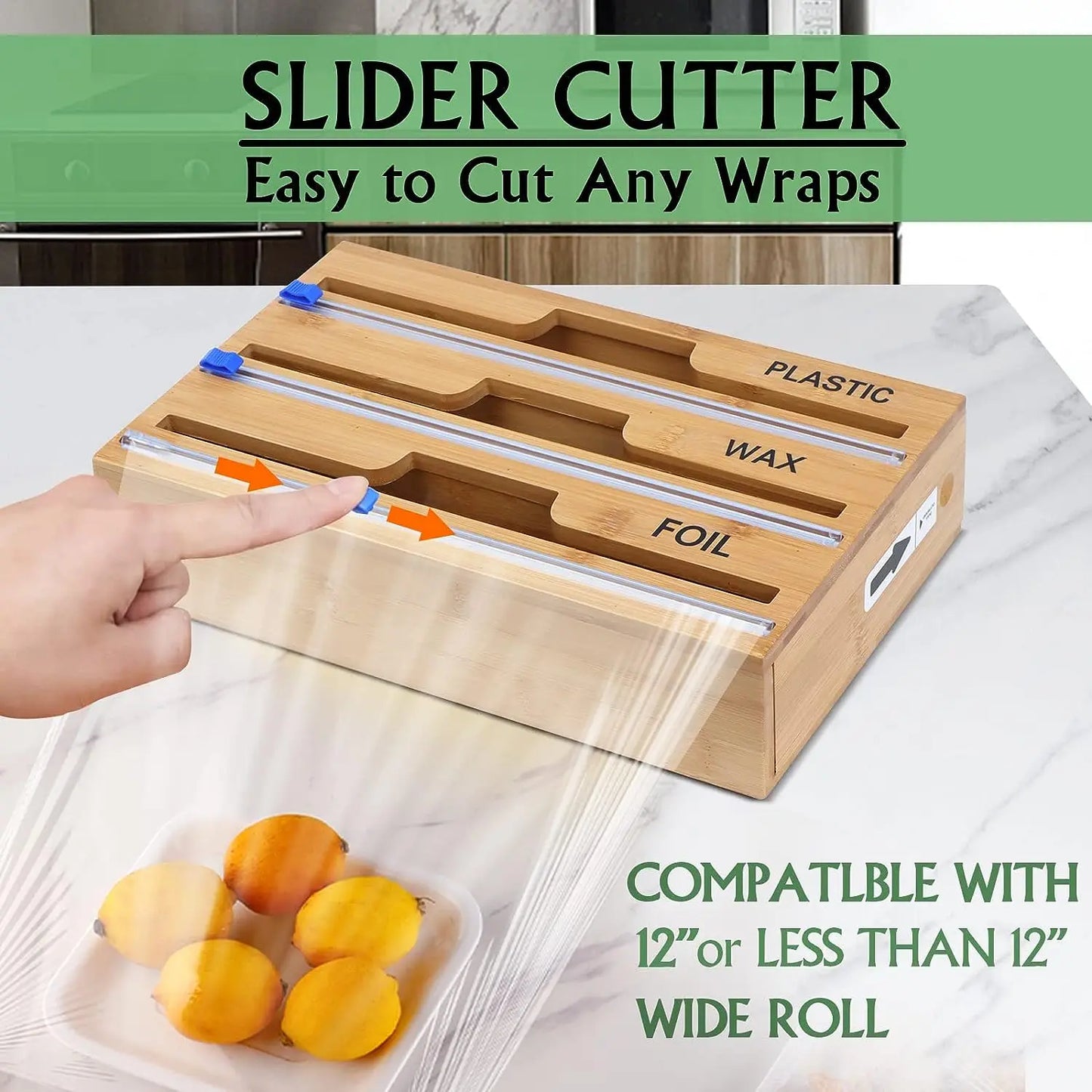 Avelena | Luna Kunststoff Folien Cutter Minimalist Wandmontierter Folien Cutter Holz Küchenutensilien