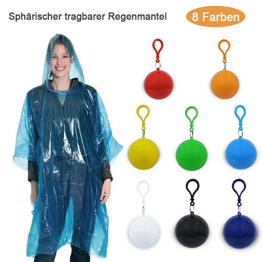 Avelena | Bunter Regenponcho mit tragbarem Hakenball