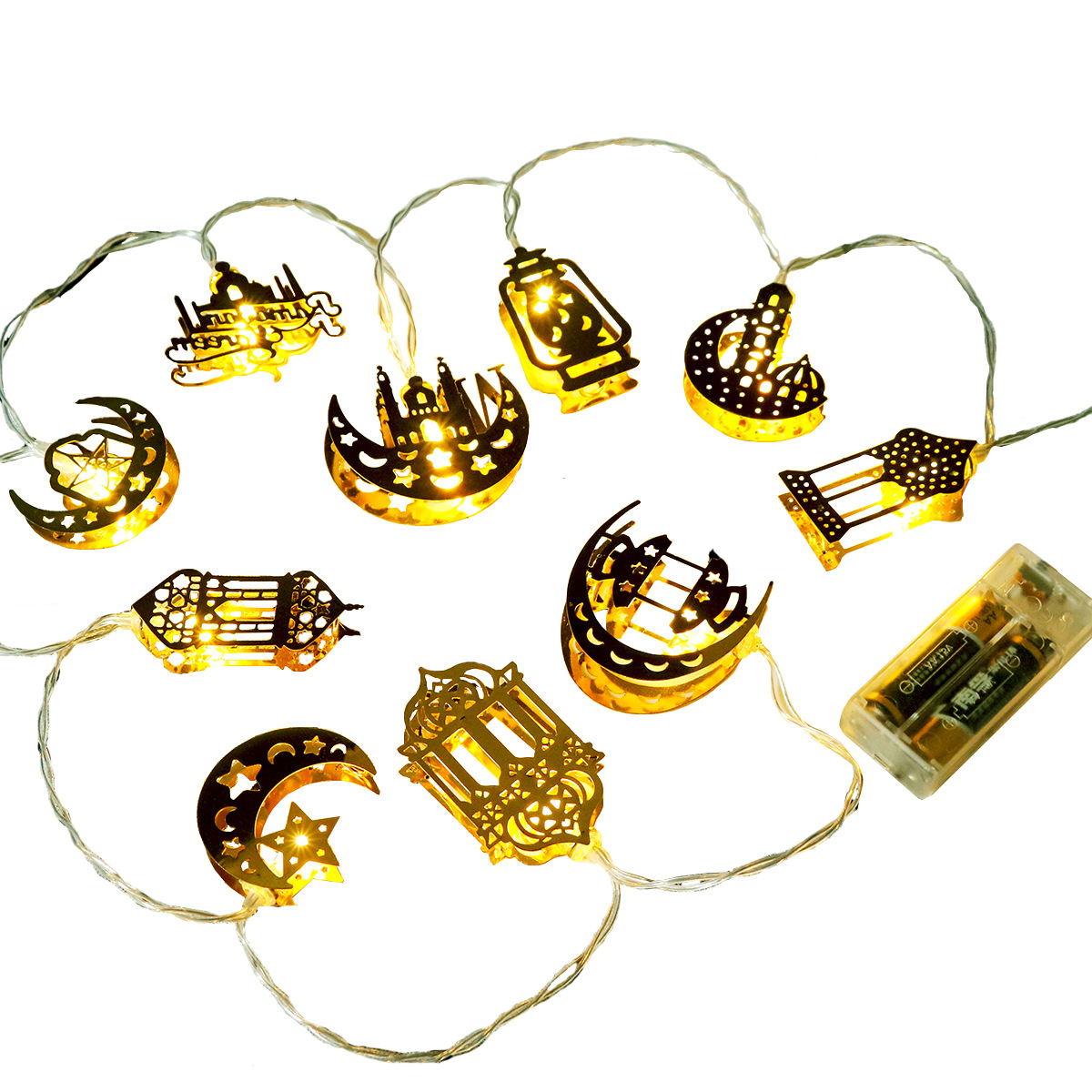 Avelena | Bunte LED Lichterkette – Dekorative Lichter mit Mond- und Laternenmotiven für Wohnung und Garten