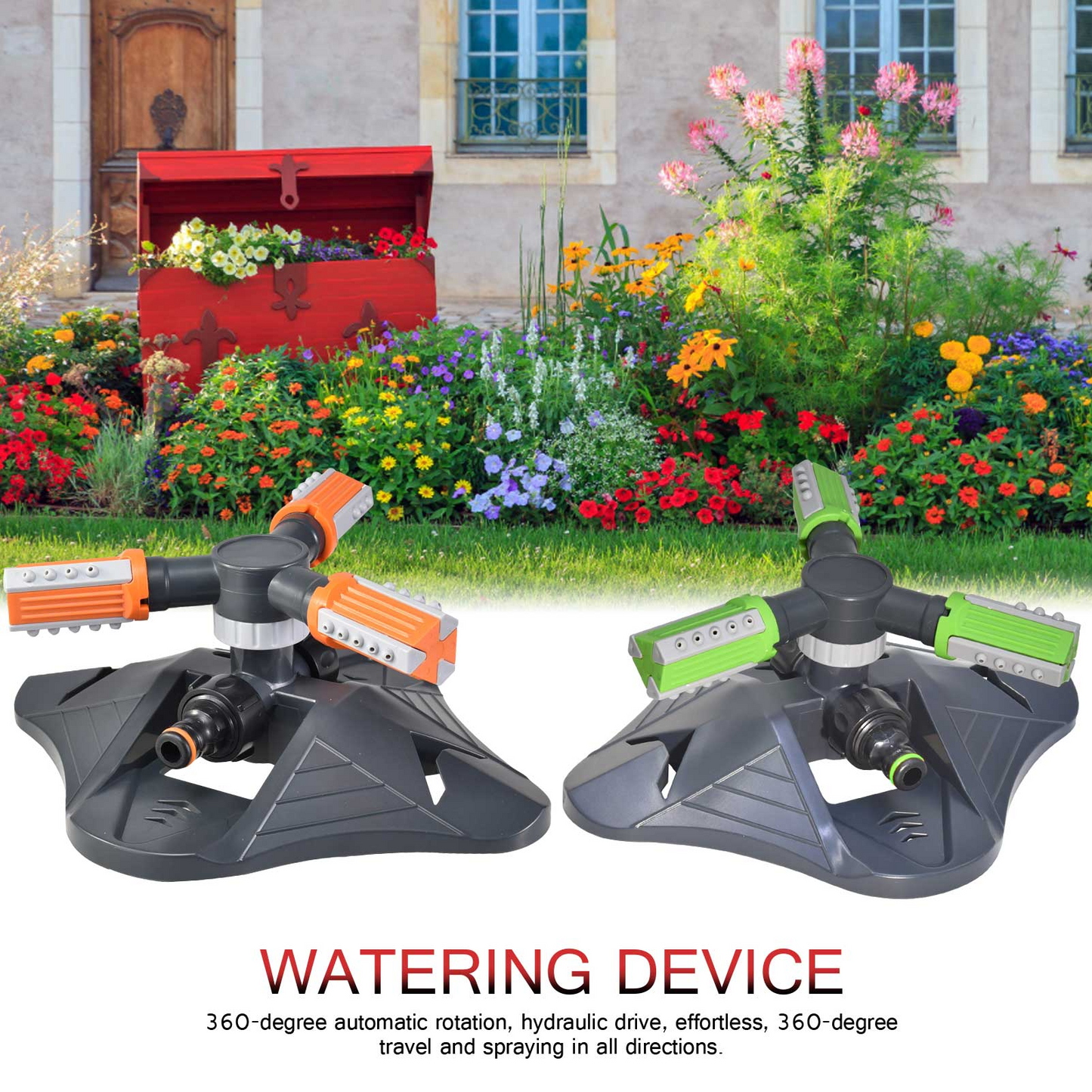 Avelena | Drehbarer Garten-Sprinkler mit 3 Düsen – Effizienter Bewässerungssprinkler für Rasen und Garten