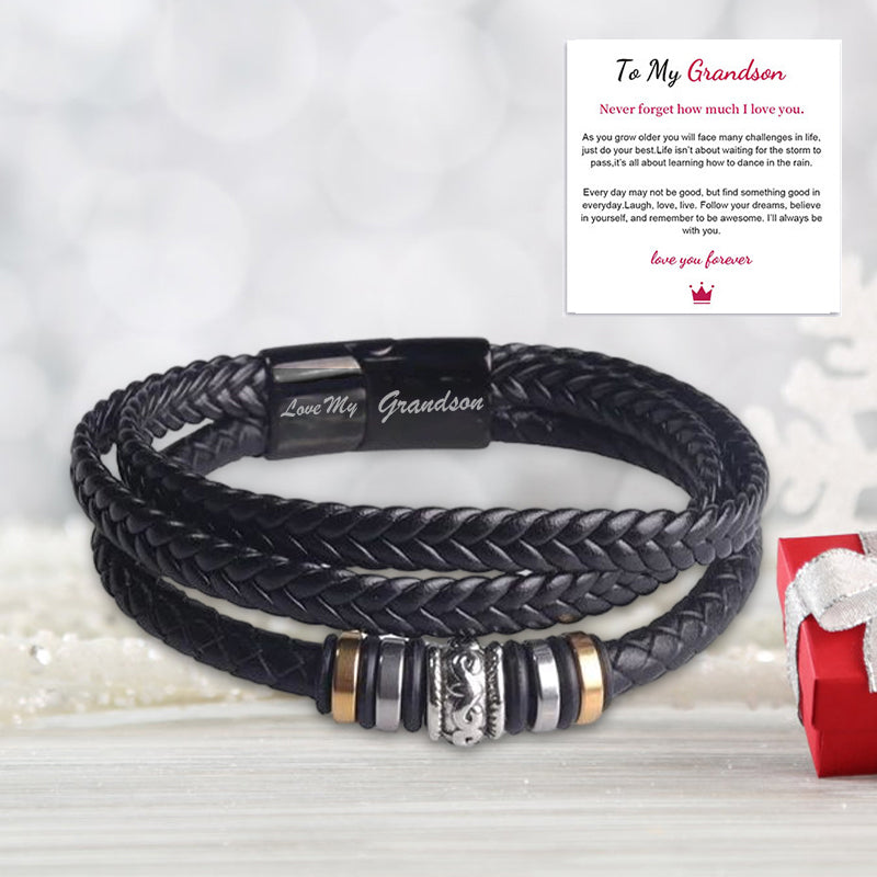 Avelena | für Meinen Sohn Armband – Klassisches Geflochtenes Lederarmband mit Graviertem Text, Magnetverschluss aus Edelstahl – Perfektes Geschenk für Männer