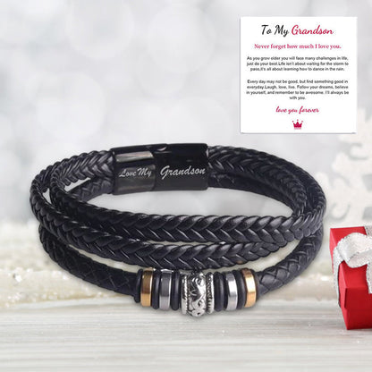 Avelena | für Meinen Sohn Armband – Klassisches Geflochtenes Lederarmband mit Graviertem Text, Magnetverschluss aus Edelstahl – Perfektes Geschenk für Männer