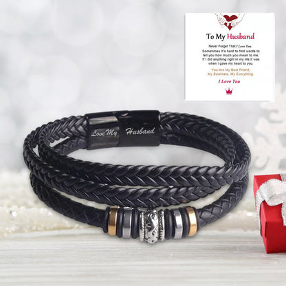 Avelena | für Meinen Sohn Armband – Klassisches Geflochtenes Lederarmband mit Graviertem Text, Magnetverschluss aus Edelstahl – Perfektes Geschenk für Männer