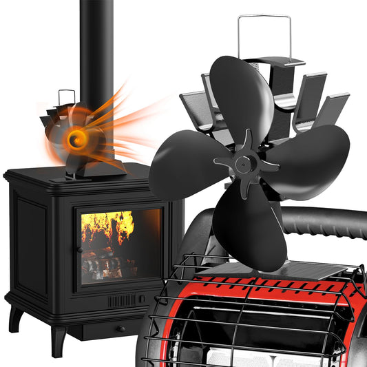 Avelena | 4-Blatt-Herd- und Kaminofenventilator für Holz/Kamin