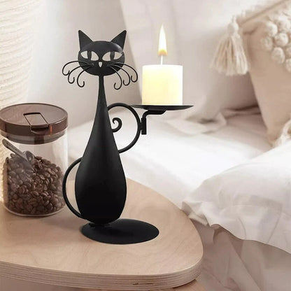 Avelena | Schwarze Katze Kerzenhalter