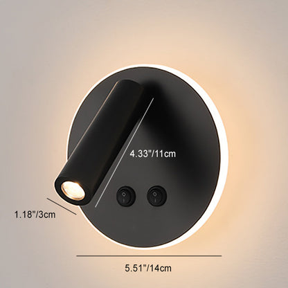 Avelena | Moderne Minimalistische Rechteckige Runde Eisen Aluminium LED Wandlampe Für Schlafzimmer