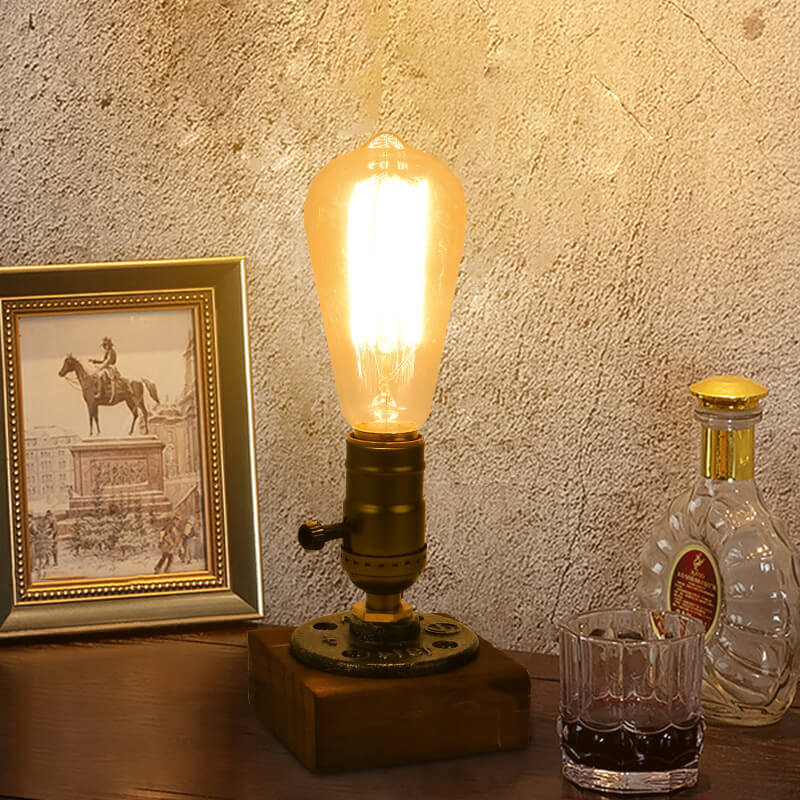 Avelena | Vintage Industrie Eisen Glühbirne 1-Licht Tischlampe