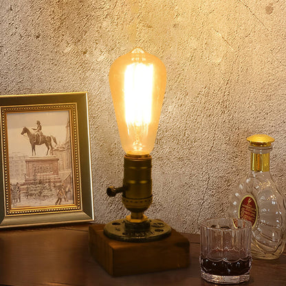 Avelena | Vintage Industrie Eisen Glühbirne 1-Licht Tischlampe