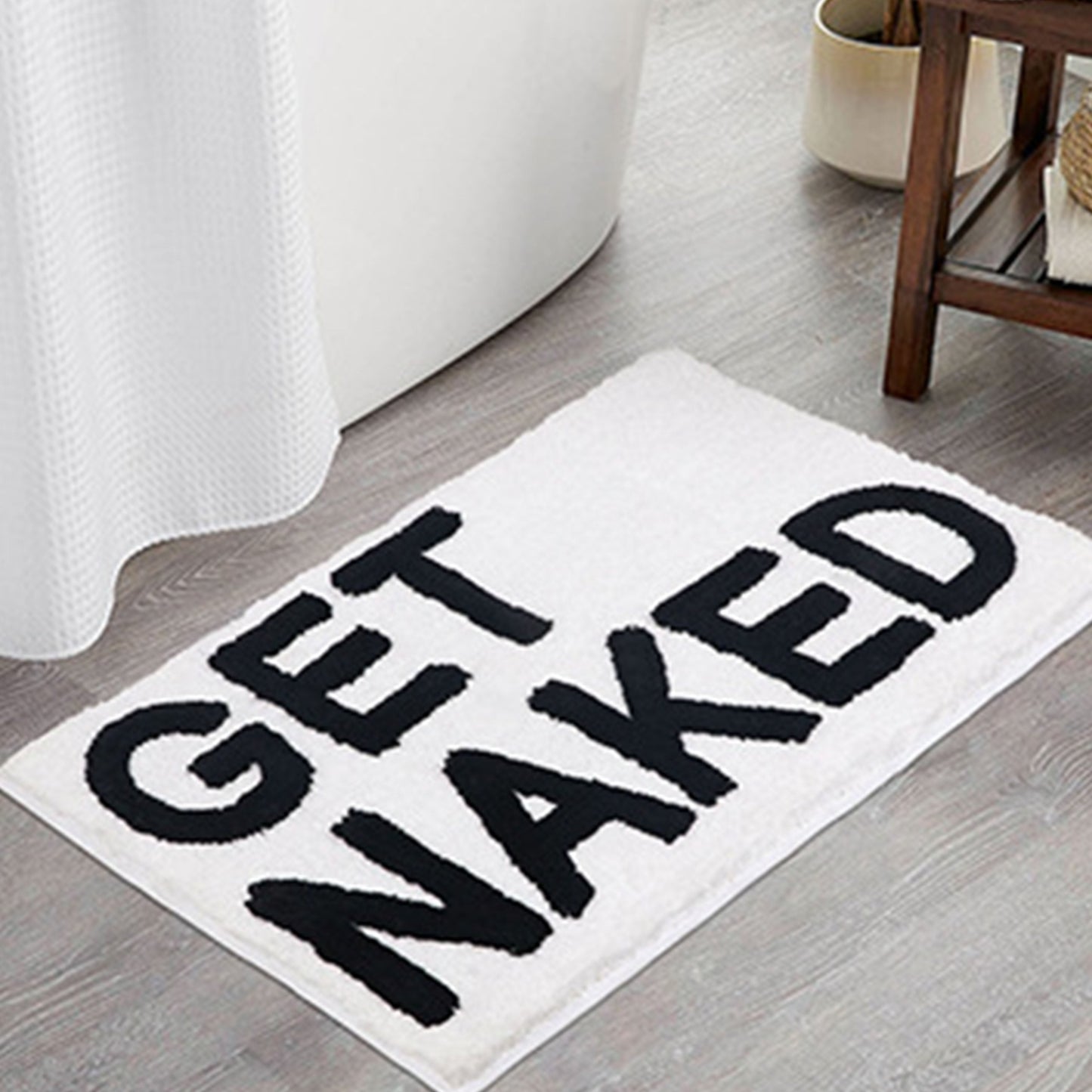 Avelena | Feblilac Get Naked Weiße Boden Badezimmermatte, 50x80cm Badezimmerteppich, Plüsch wasserabsorbierend, rutschfeste Toilettamatte, Kunst Badezimmermatten, Beste Badteppiche